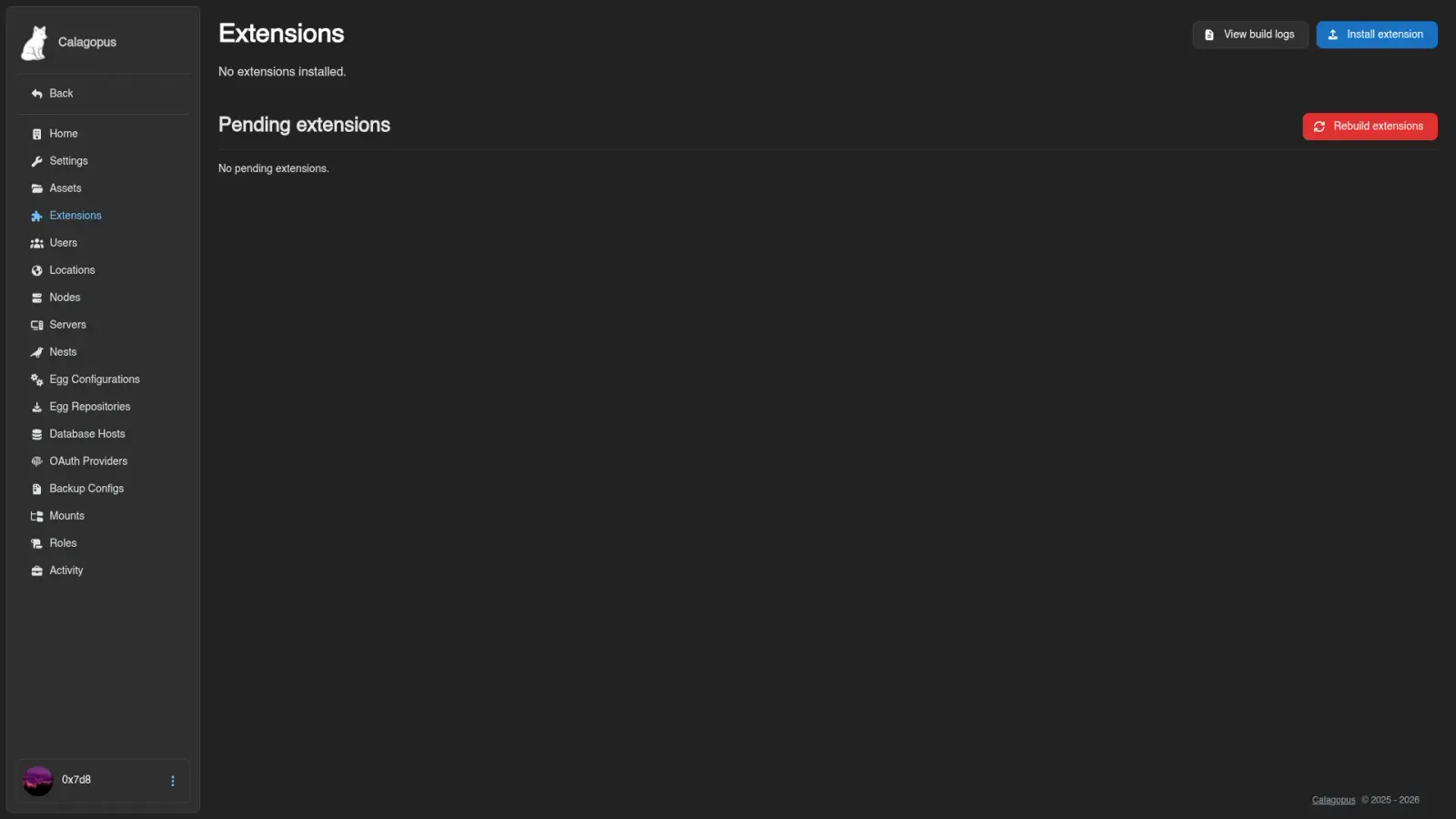 Placeholder: extension upload UI