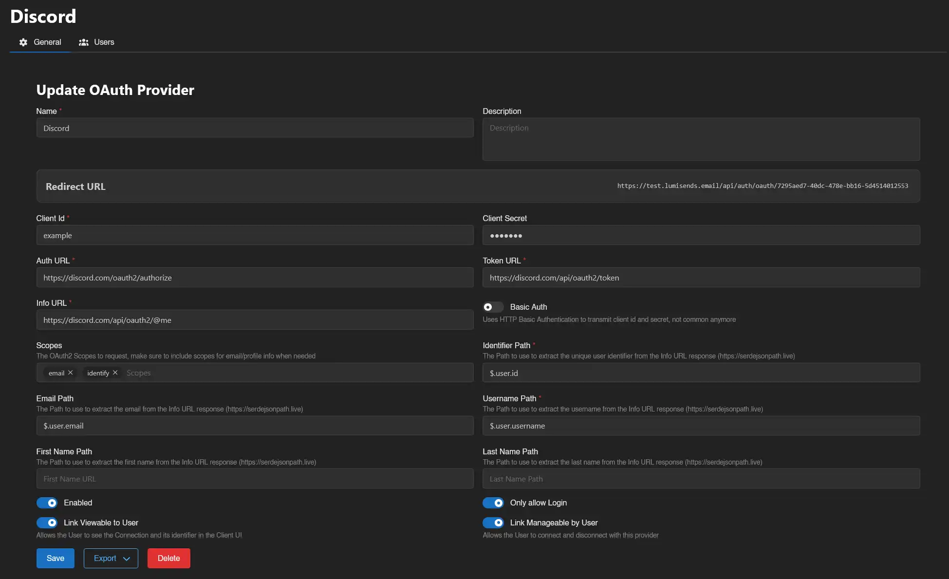 Discord OAuth page