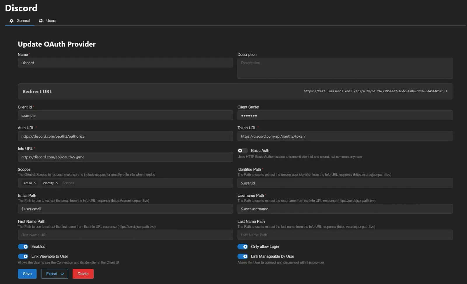Discord OAuth page