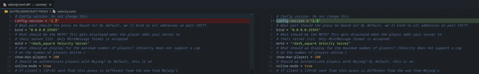 Diff between a past revision and the current file